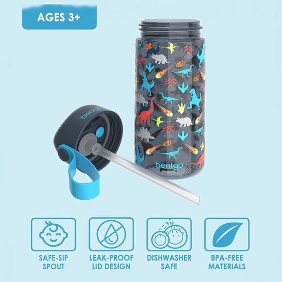 Bentgo Plastic Dinosaur Lunch Box with Water Bottle - Picture 6 of 7